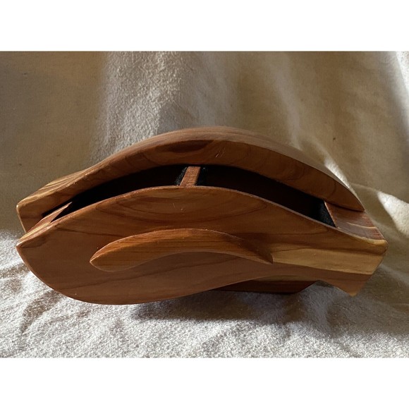 Abstract Hand made solid wood jewelry trinket box - Picture 2 of 9